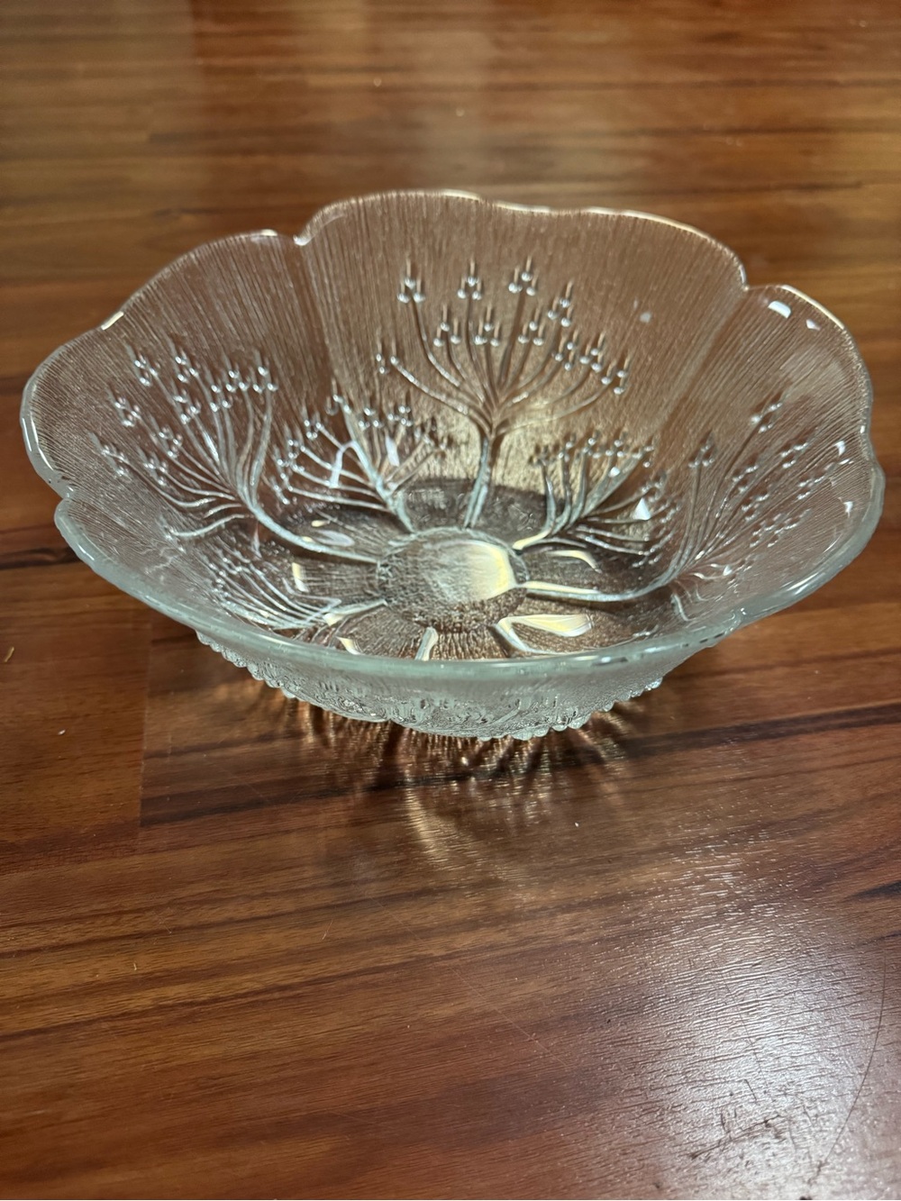 Clear Floral Serving Bowl - Large